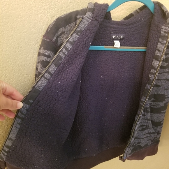Children's Place navy blue camo fully lined hooded zip up jacket Size M 7/8 - Picture 2 of 11